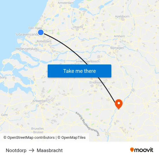 Nootdorp to Maasbracht map