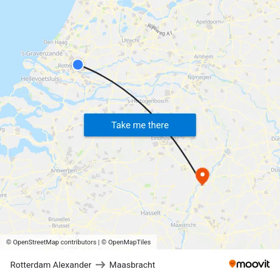 Rotterdam Alexander to Maasbracht map