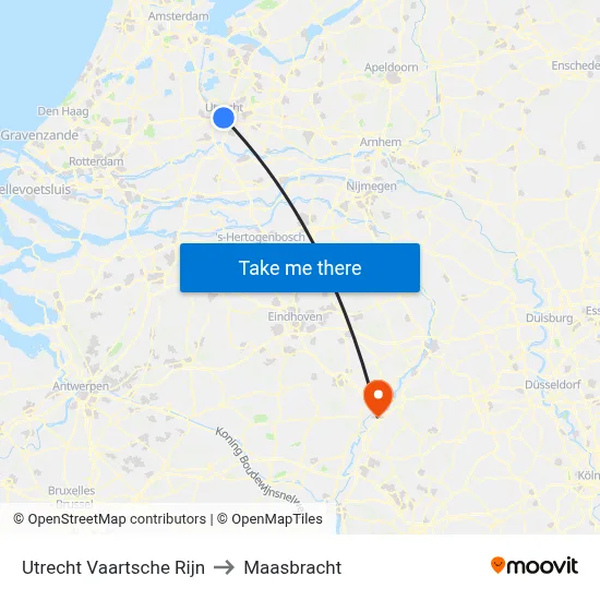 Utrecht Vaartsche Rijn to Maasbracht map