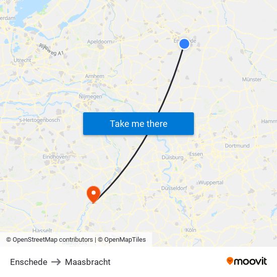 Enschede to Maasbracht map
