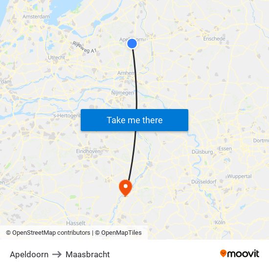 Apeldoorn to Maasbracht map