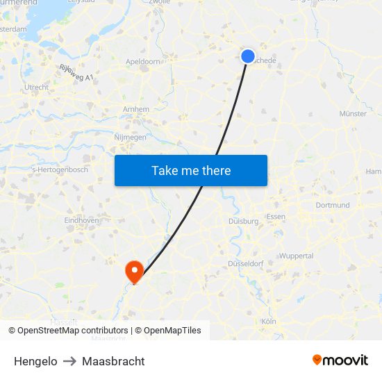 Hengelo to Maasbracht map
