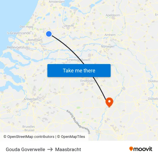 Gouda Goverwelle to Maasbracht map
