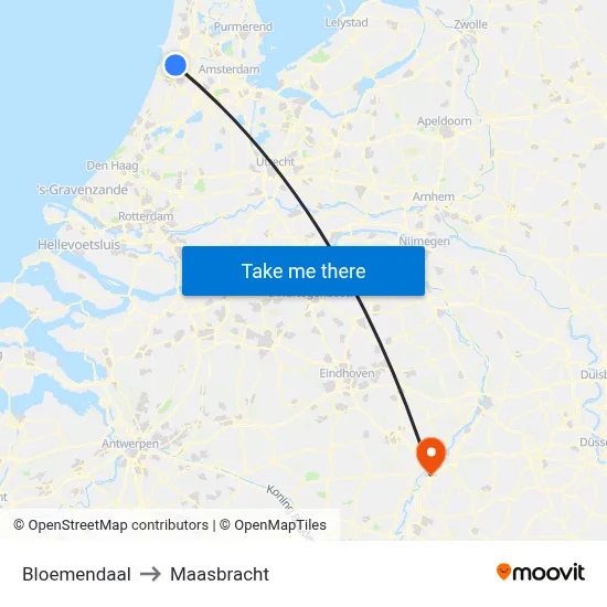 Bloemendaal to Maasbracht map