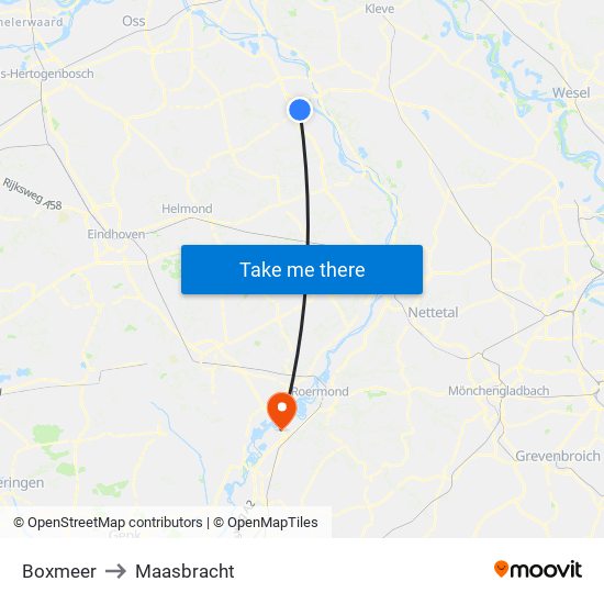 Boxmeer to Maasbracht map