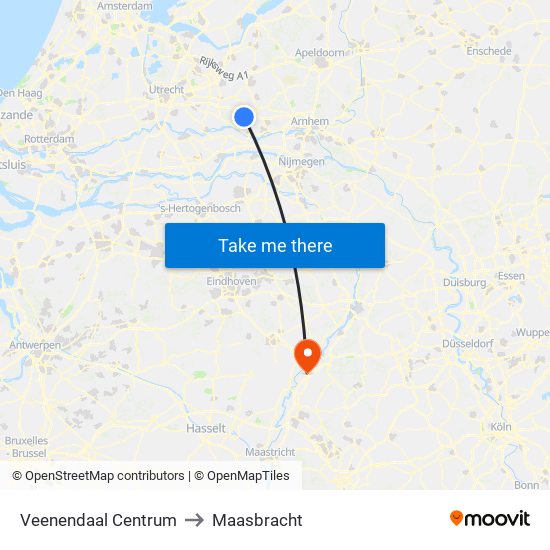 Veenendaal Centrum to Maasbracht map