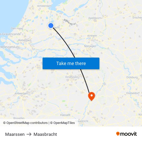 Maarssen to Maasbracht map