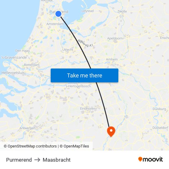 Purmerend to Maasbracht map