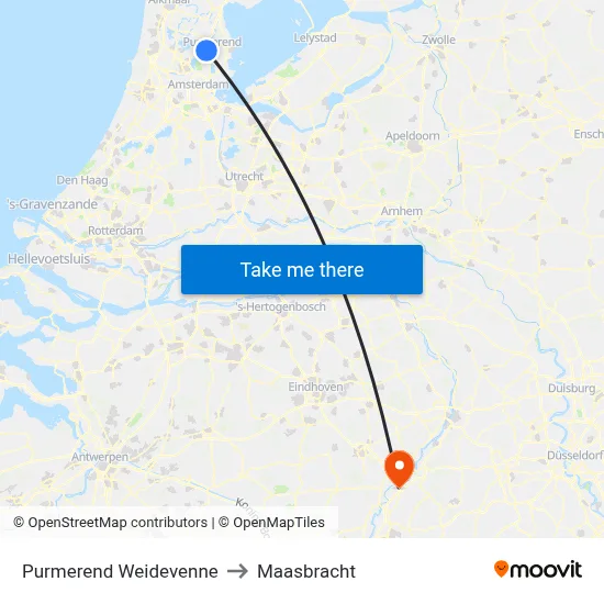 Purmerend Weidevenne to Maasbracht map