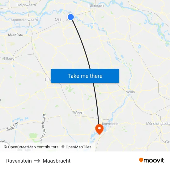 Ravenstein to Maasbracht map
