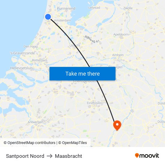 Santpoort Noord to Maasbracht map