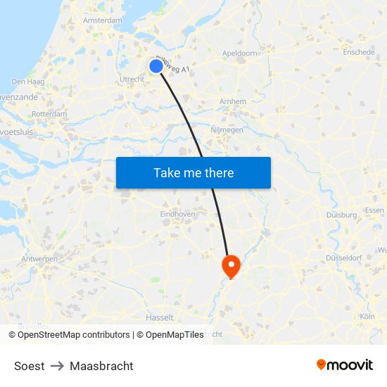 Soest to Maasbracht map