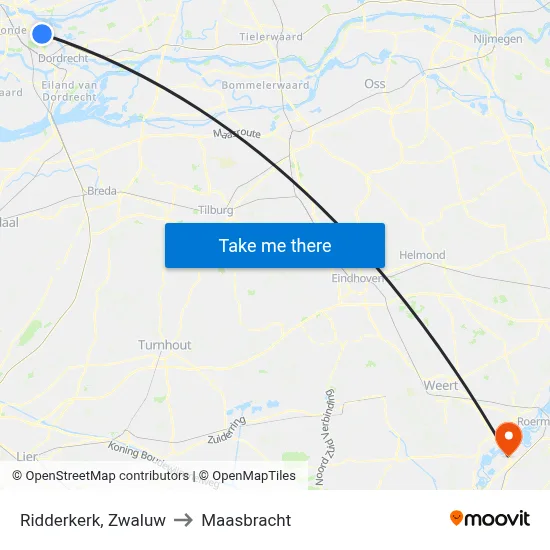 Ridderkerk, Zwaluw to Maasbracht map