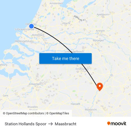 Station Hollands Spoor to Maasbracht map