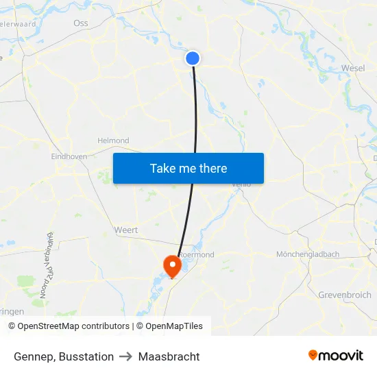 Gennep, Busstation to Maasbracht map