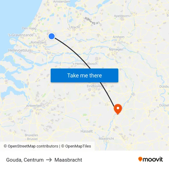 Gouda, Centrum to Maasbracht map