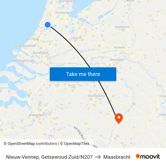 Nieuw-Vennep, Getsewoud-Zuid/N207 to Maasbracht map