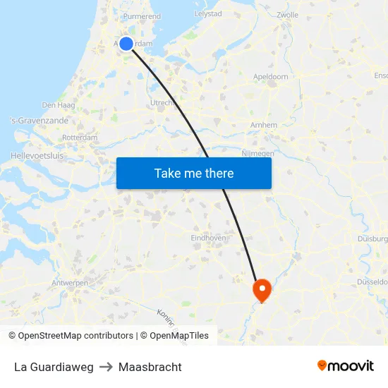 La Guardiaweg to Maasbracht map