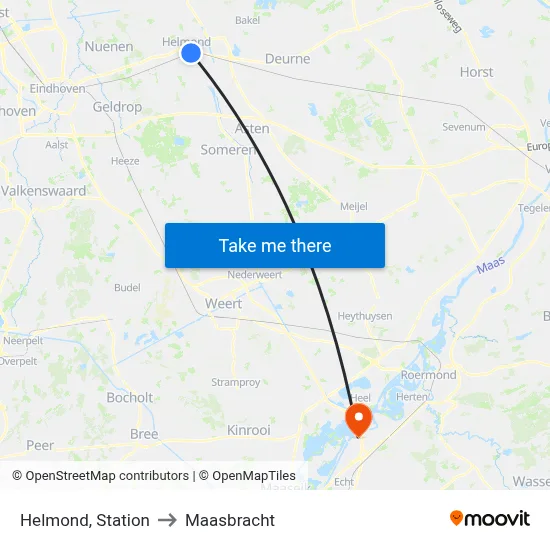 Helmond, Station to Maasbracht map