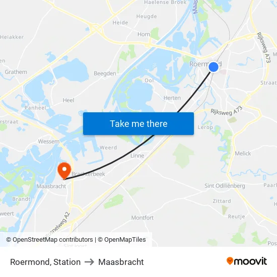 Roermond, Station to Maasbracht map
