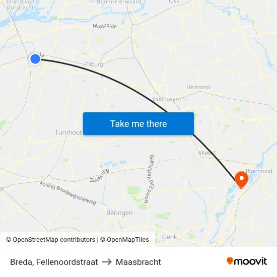 Breda, Fellenoordstraat to Maasbracht map
