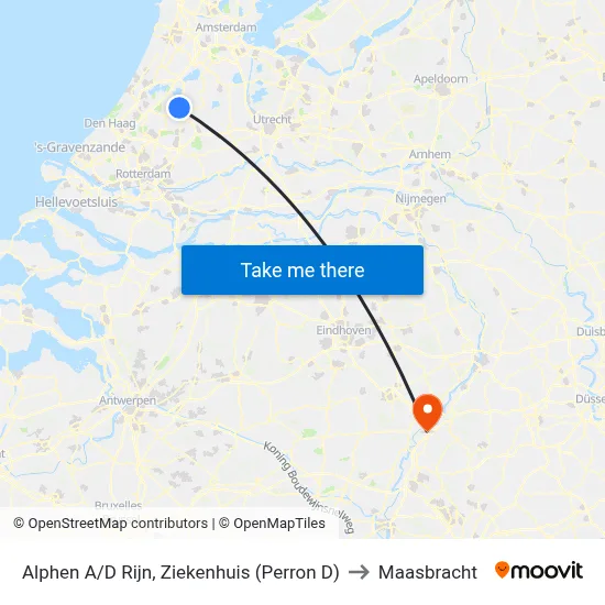 Alphen A/D Rijn, Ziekenhuis (Perron D) to Maasbracht map