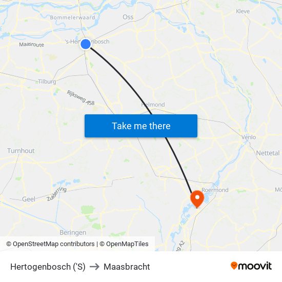 Hertogenbosch ('S) to Maasbracht map