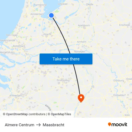 Almere Centrum to Maasbracht map