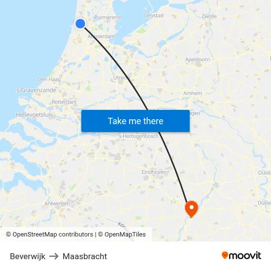 Beverwijk to Maasbracht map