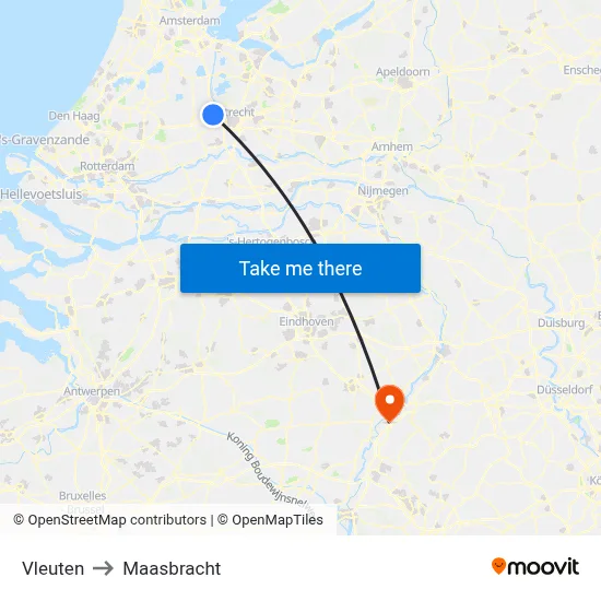 Vleuten to Maasbracht map