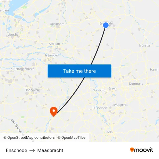 Enschede to Maasbracht map