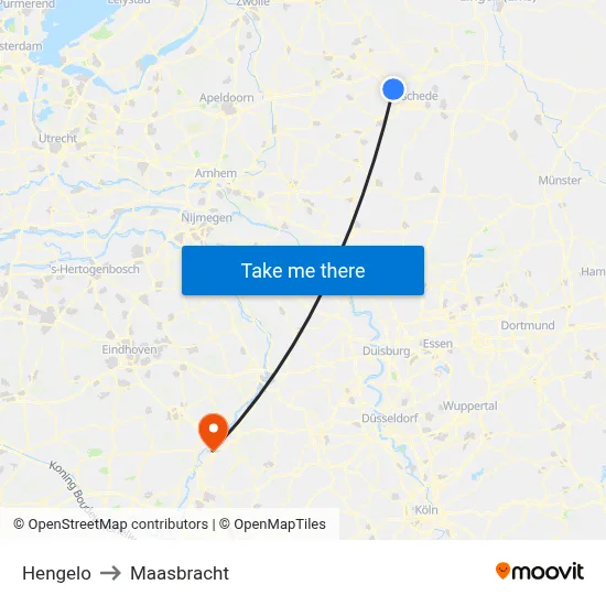 Hengelo to Maasbracht map