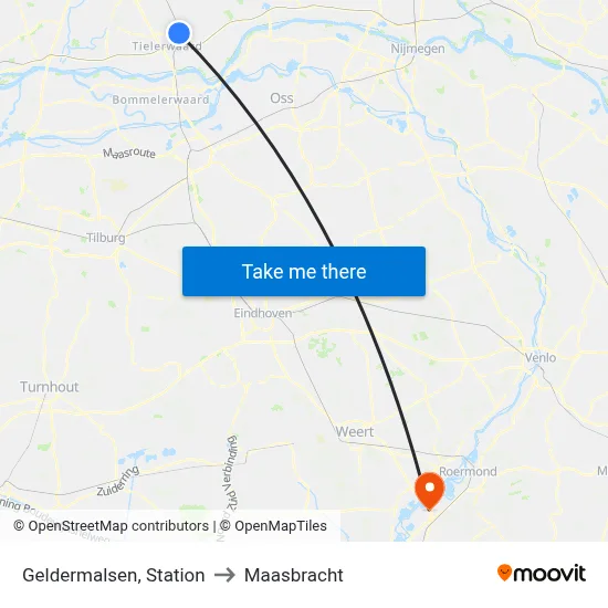 Geldermalsen, Station to Maasbracht map