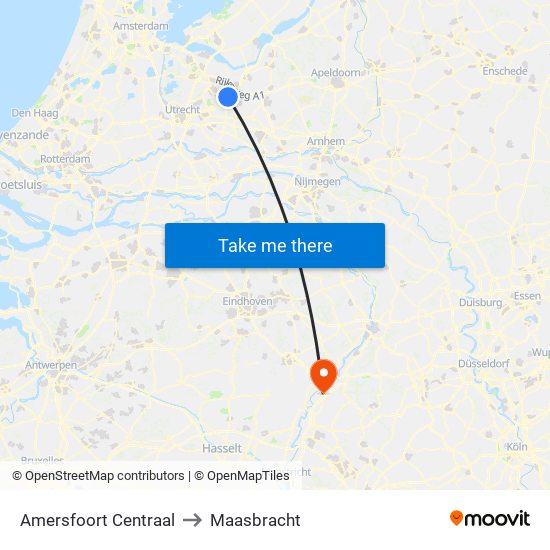 Amersfoort Centraal to Maasbracht map