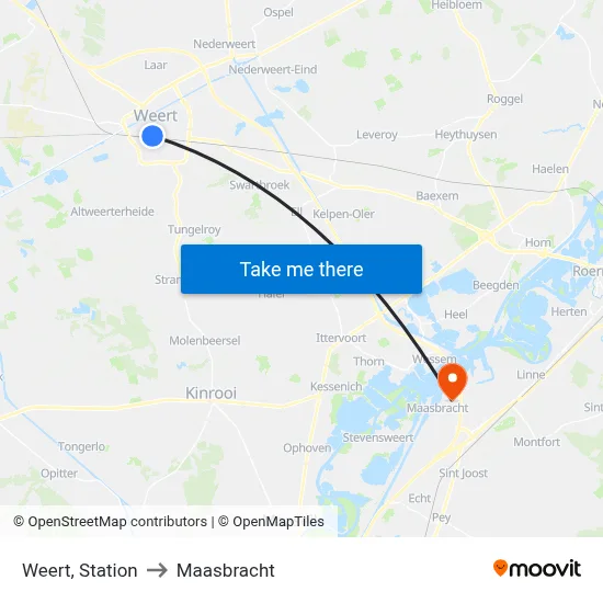 Weert, Station to Maasbracht map