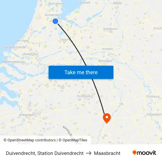 Duivendrecht, Station Duivendrecht to Maasbracht map