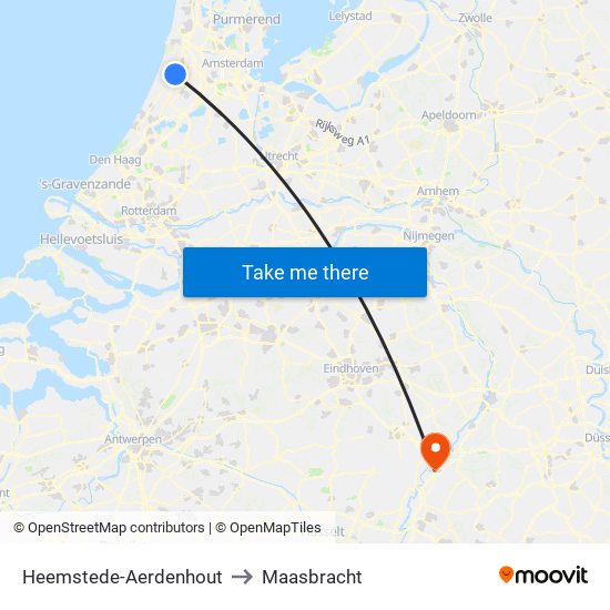 Heemstede-Aerdenhout to Maasbracht map