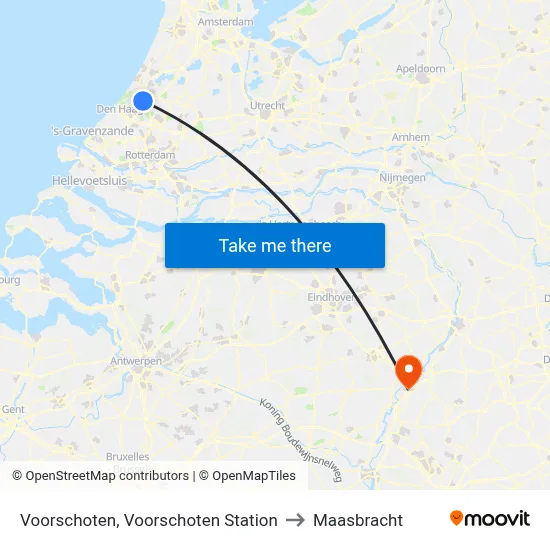 Voorschoten, Voorschoten Station to Maasbracht map