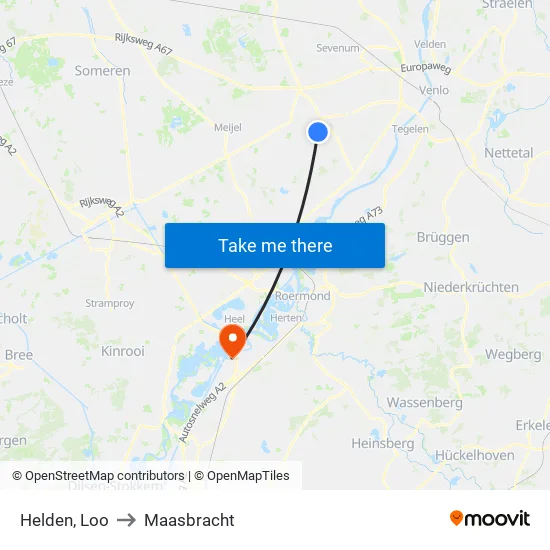 Helden, Loo to Maasbracht map