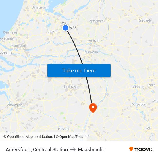 Amersfoort, Centraal Station to Maasbracht map