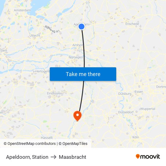 Apeldoorn, Station to Maasbracht map