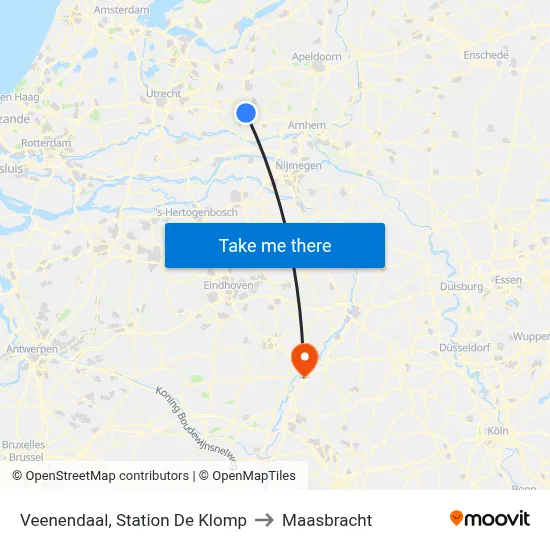 Veenendaal, Station De Klomp to Maasbracht map