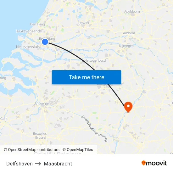 Delfshaven to Maasbracht map