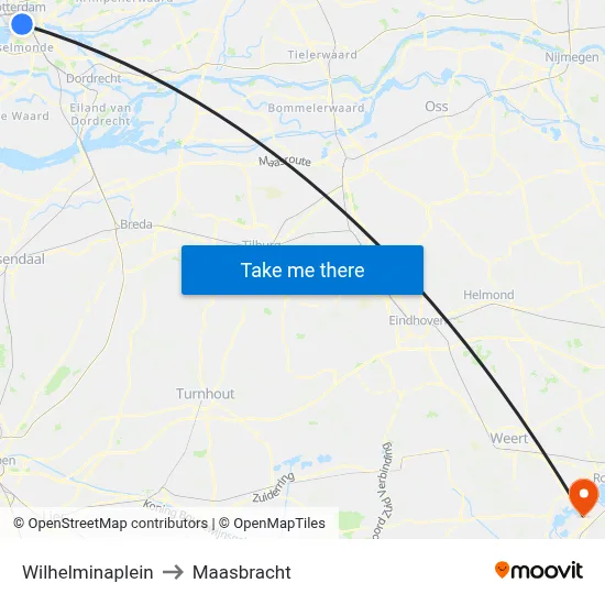 Wilhelminaplein to Maasbracht map