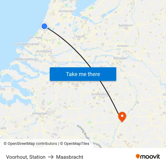 Voorhout, Station to Maasbracht map