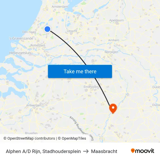 Alphen A/D Rijn, Stadhoudersplein to Maasbracht map