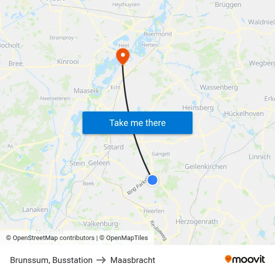 Brunssum, Busstation to Maasbracht map