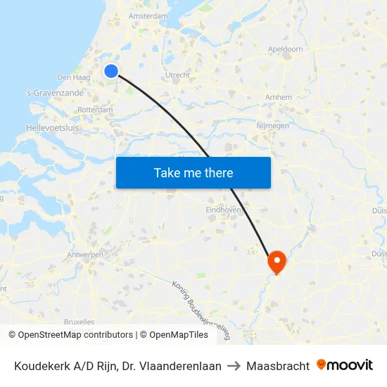 Koudekerk A/D Rijn, Dr. Vlaanderenlaan to Maasbracht map
