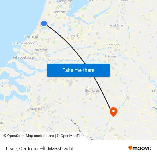Lisse, Centrum to Maasbracht map