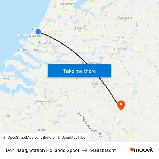 Den Haag, Station Hollands Spoor to Maasbracht map